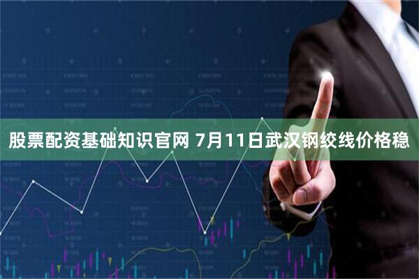 股票配资基础知识官网 7月11日武汉钢绞线价格稳