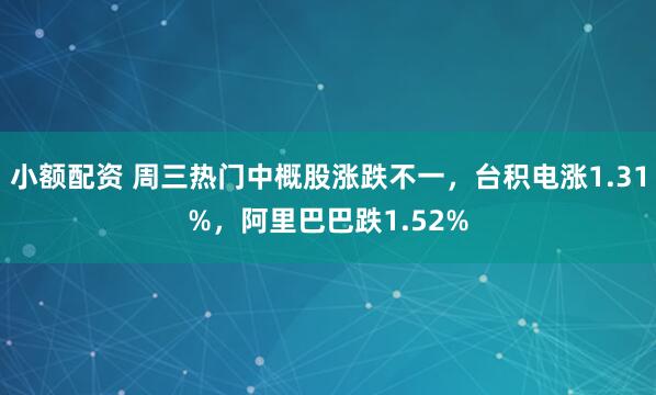 小额配资 周三热门中概股涨跌不一，台积电涨1.31%，阿里巴巴跌1.52%